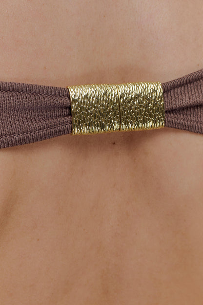 Carley Haut en Tricot Décolleté - Brun Cacao