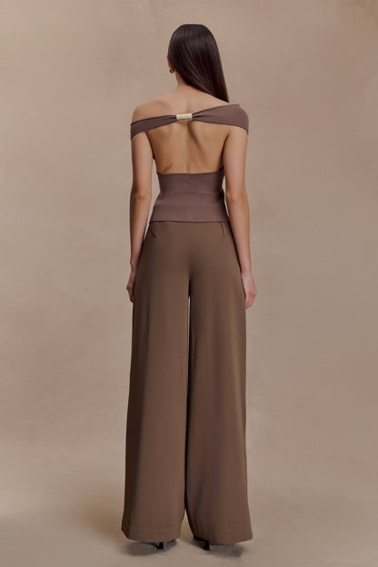 Carley Haut en Tricot Décolleté - Brun Cacao