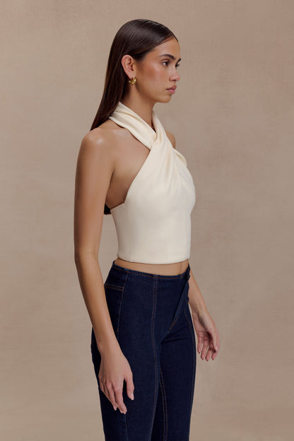 Marion, haut croisé - couleur crème.