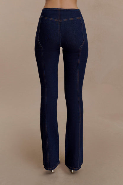 Jeans évasés à panneaux Clio - Bleu indigo