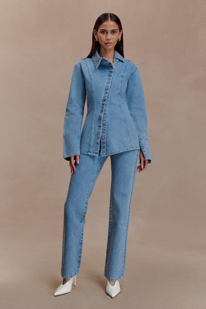Jean droit taille haute Janine - Bleu classique
