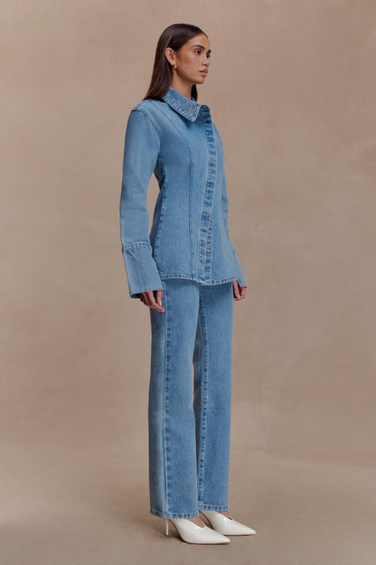Jean droit taille haute Janine - Bleu classique