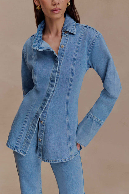 Chemise en jean asymétrique Jericho - Bleu classique