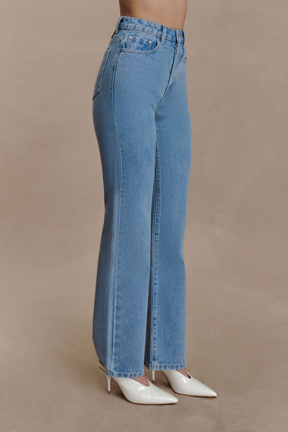 Jean droit taille haute Janine - Bleu classique