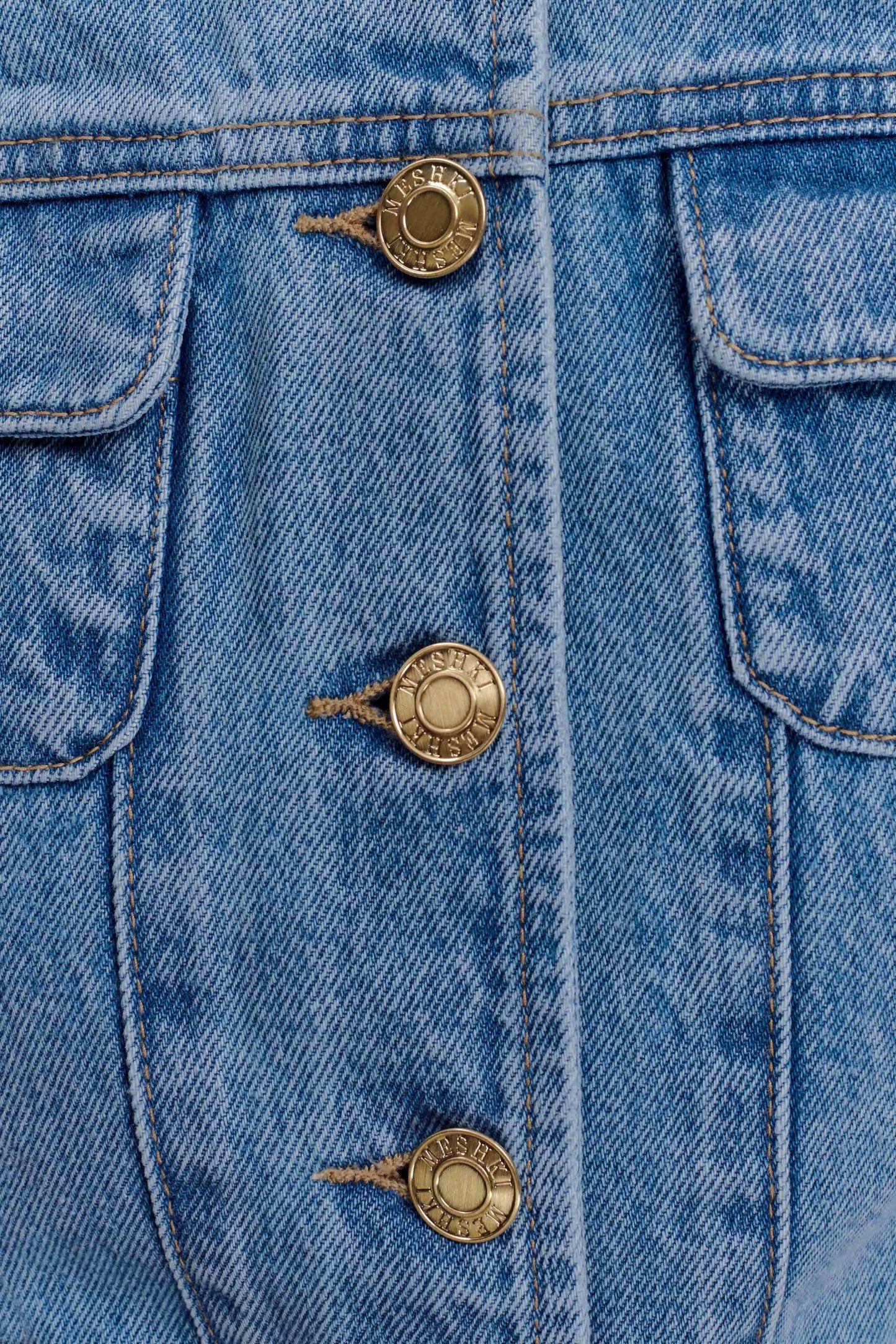 Top en jean à manches courtes et coupe ajustée Marge - Bleu classique