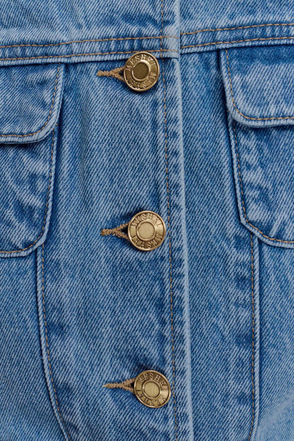 Top en jean à manches courtes et coupe ajustée Marge - Bleu classique