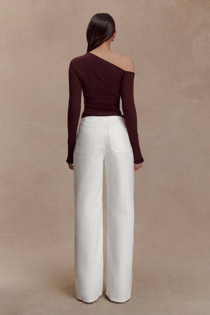 Top Maelle à manches longues et épaules dénudées - Chocolat foncé