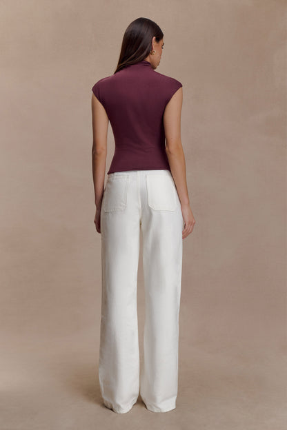 Freesia High Neck Sleeveless Top - Mahogany