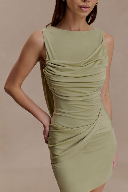 Robe mini Henley à drapé fluide - SAGE
