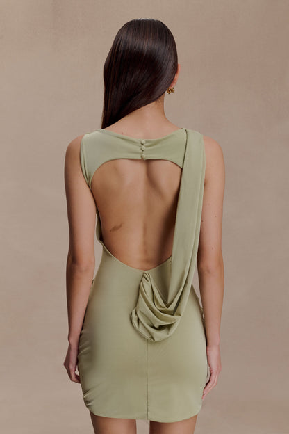 Robe mini Henley à drapé fluide - SAGE