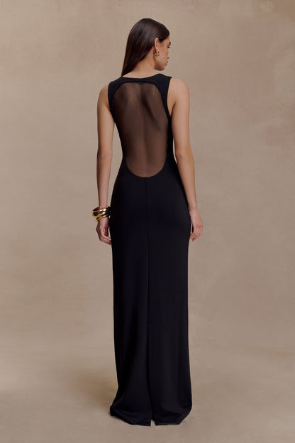 Robe Maxi en Crêpe et Maille Marlon - Noir