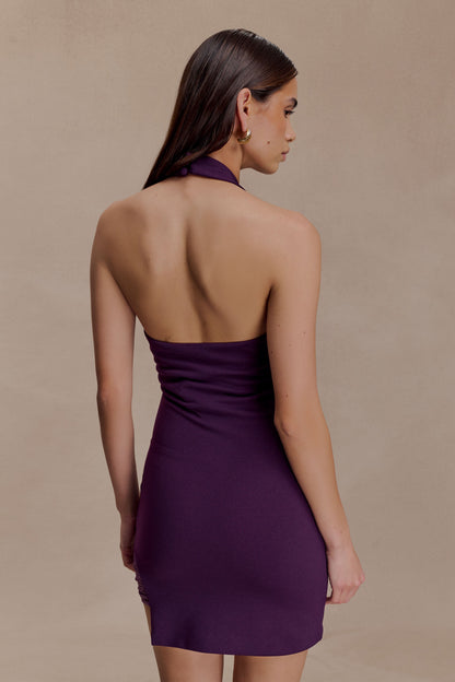 Mini-robe Aubree en crêpe et en maille - Violette