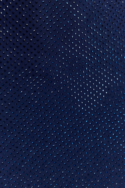 Robe Maxi Harriet à Manches Frangées et Diamants - Bleu Marine