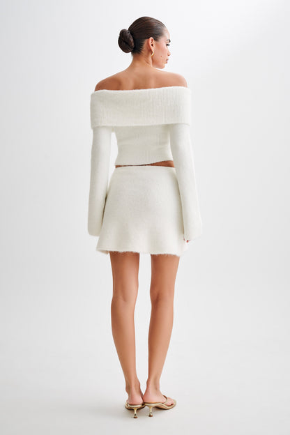 Jupe mini en tricot doux Baxter - Ivoire