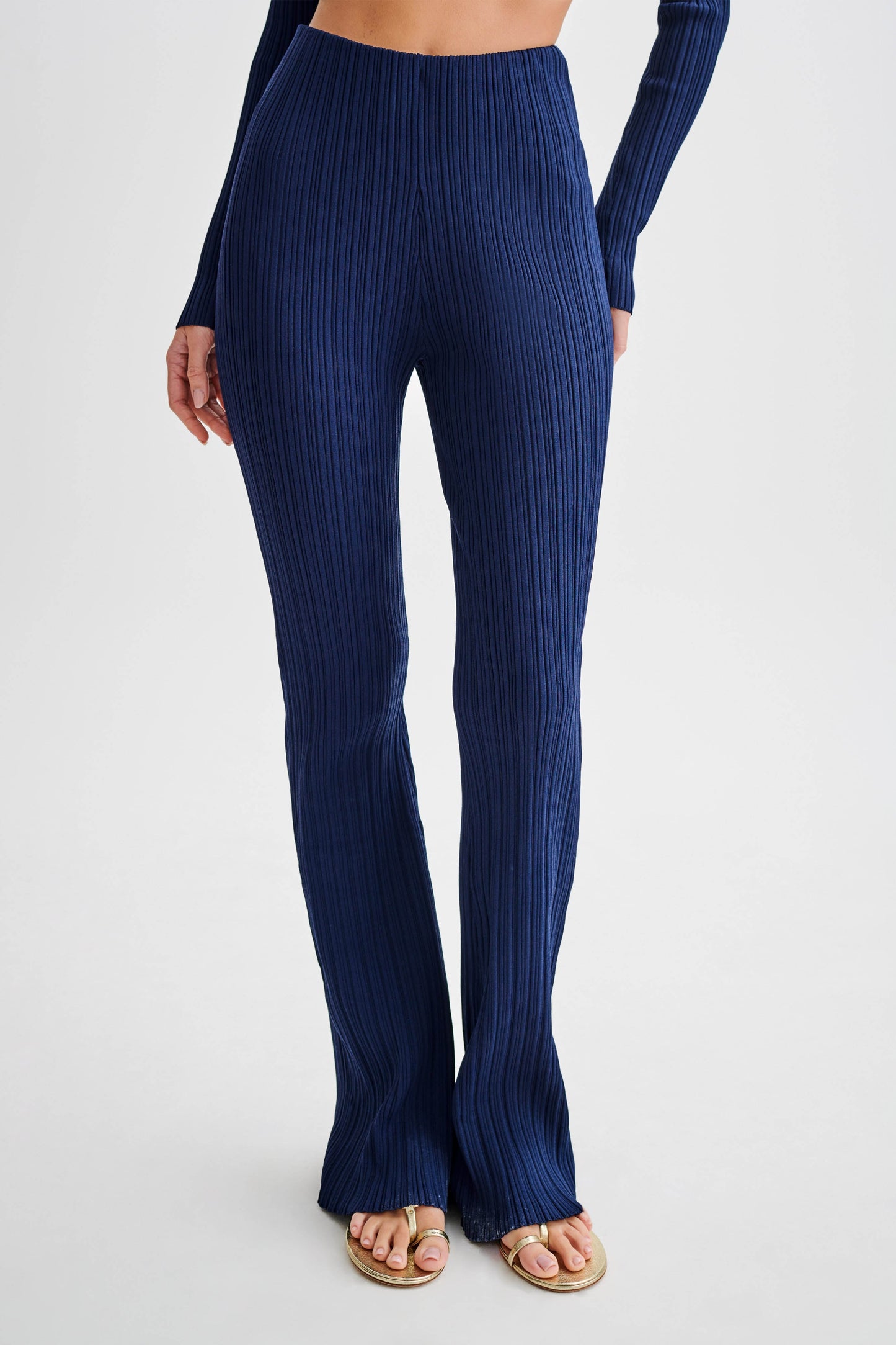 Pantalon côtelé à jambes droites Chiara - Bleu marine