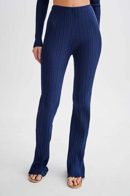 Pantalon côtelé à jambes droites Chiara - Bleu marine