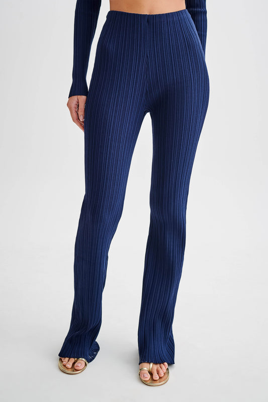 Pantalon côtelé à jambes droites Chiara - Bleu marine