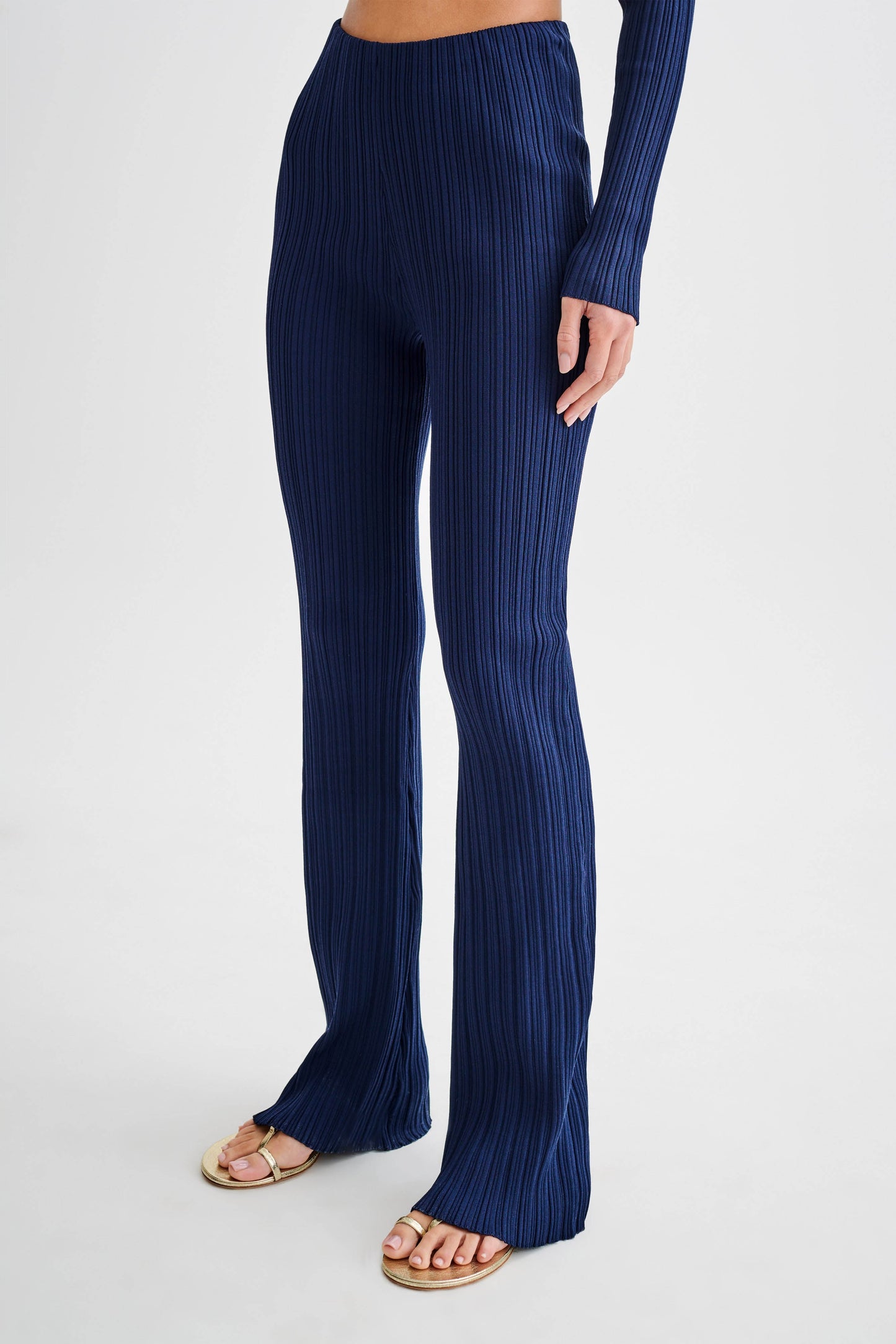 Pantalon côtelé à jambes droites Chiara - Bleu marine