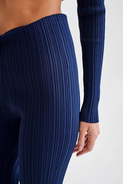 Pantalon côtelé à jambes droites Chiara - Bleu marine