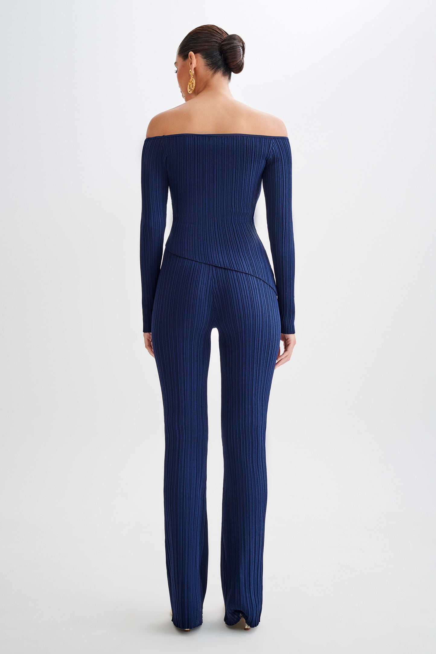 Pantalon côtelé à jambes droites Chiara - Bleu marine