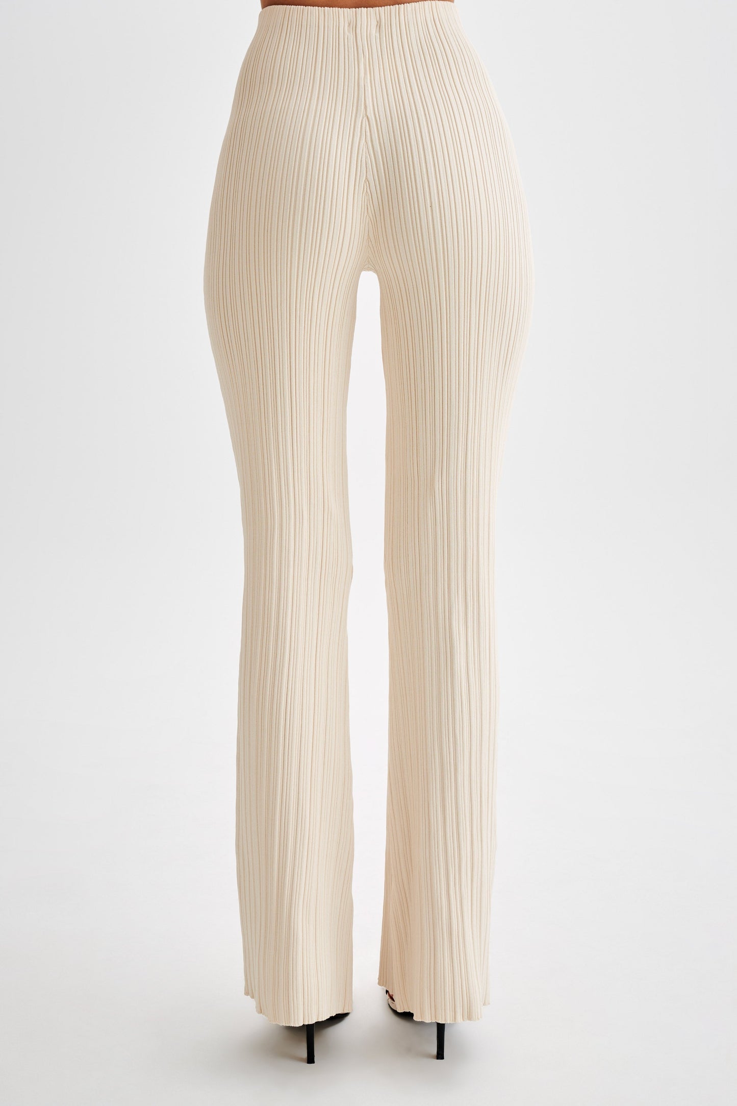 Pantalon en jersey côtelé à jambes droites Chiara - Crème