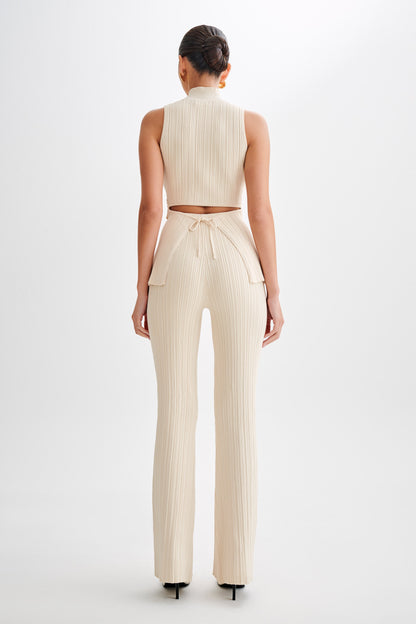 Pantalon en jersey côtelé à jambes droites Chiara - Crème