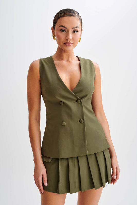 Gilet long Amelie - Olive militaire