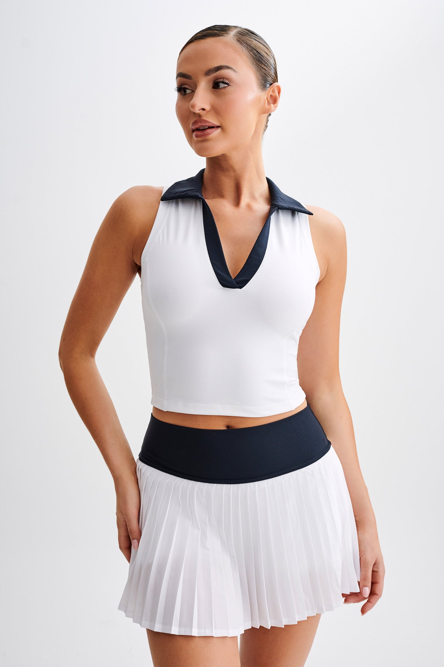 Jupe de sport plissée Denver - Noir/Blanc