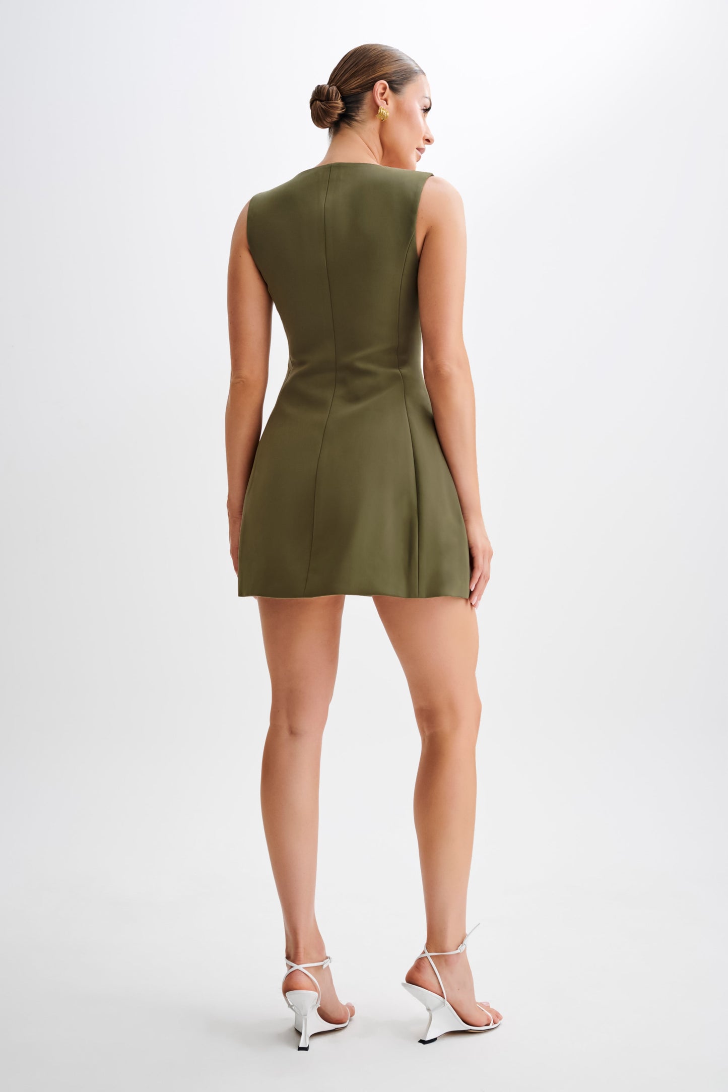 Mini-robe Lysandre en crêpe - Vert olive militaire