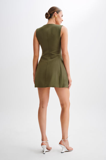 Mini-robe Lysandre en crêpe - Vert olive militaire