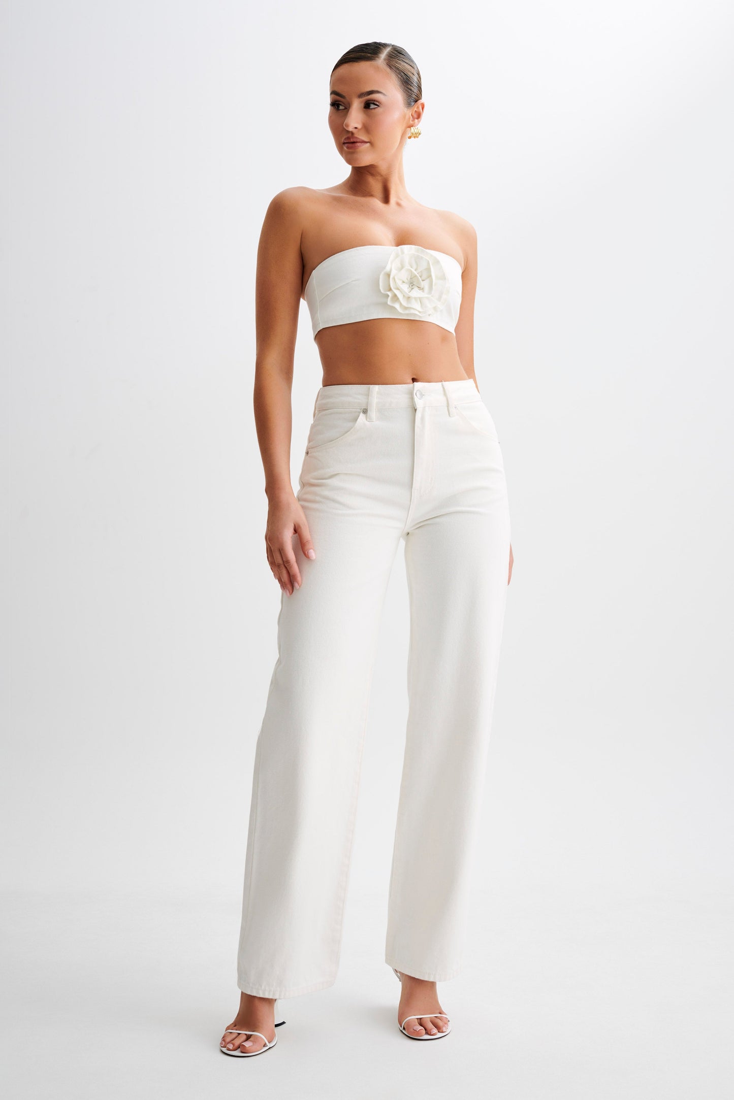Jeans taille haute à jambes larges Roxy - Blanc
