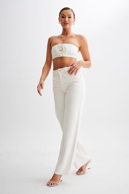 Jeans taille haute à jambes larges Roxy - Blanc