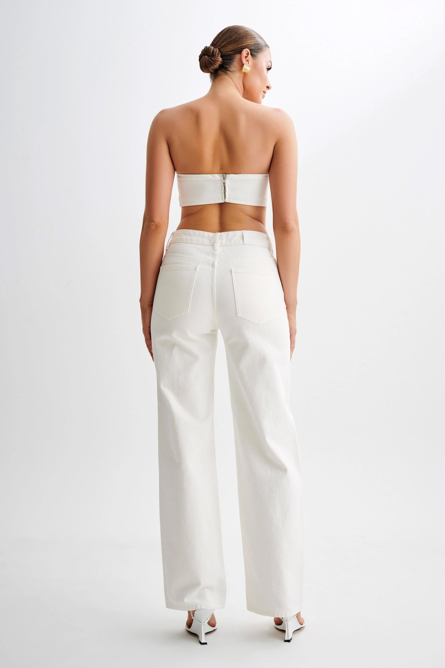Jeans taille haute à jambes larges Roxy - Blanc
