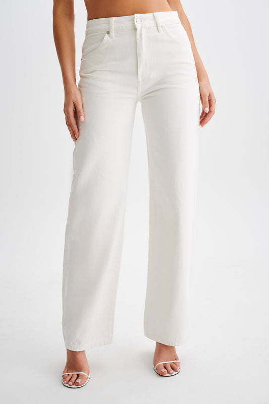 Jeans taille haute à jambes larges Roxy - Blanc