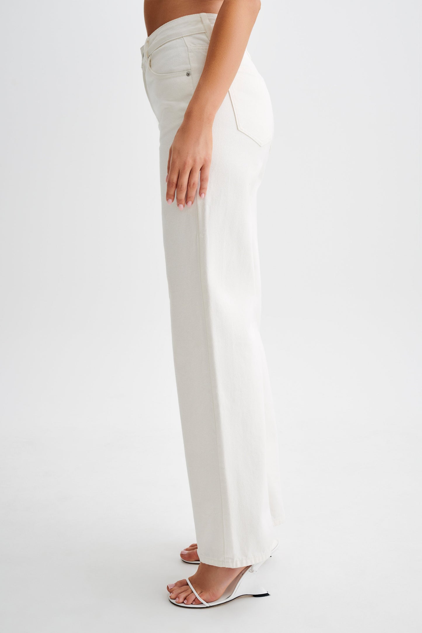 Jeans taille haute à jambes larges Roxy - Blanc