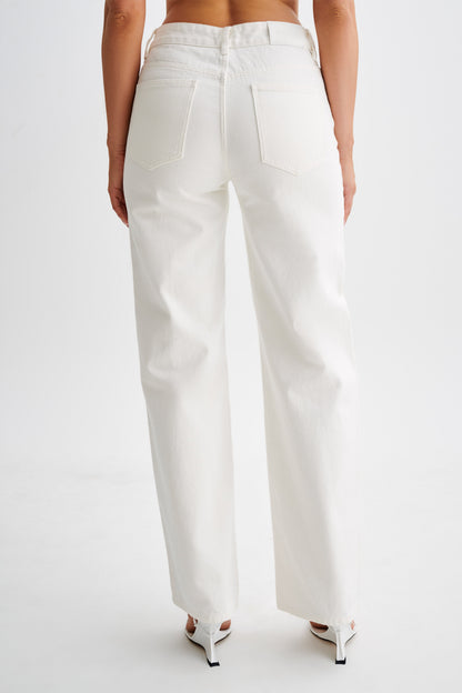 Jeans taille haute à jambes larges Roxy - Blanc