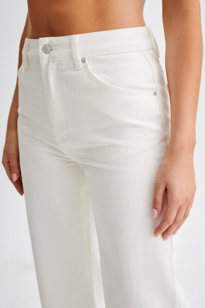 Jeans taille haute à jambes larges Roxy - Blanc
