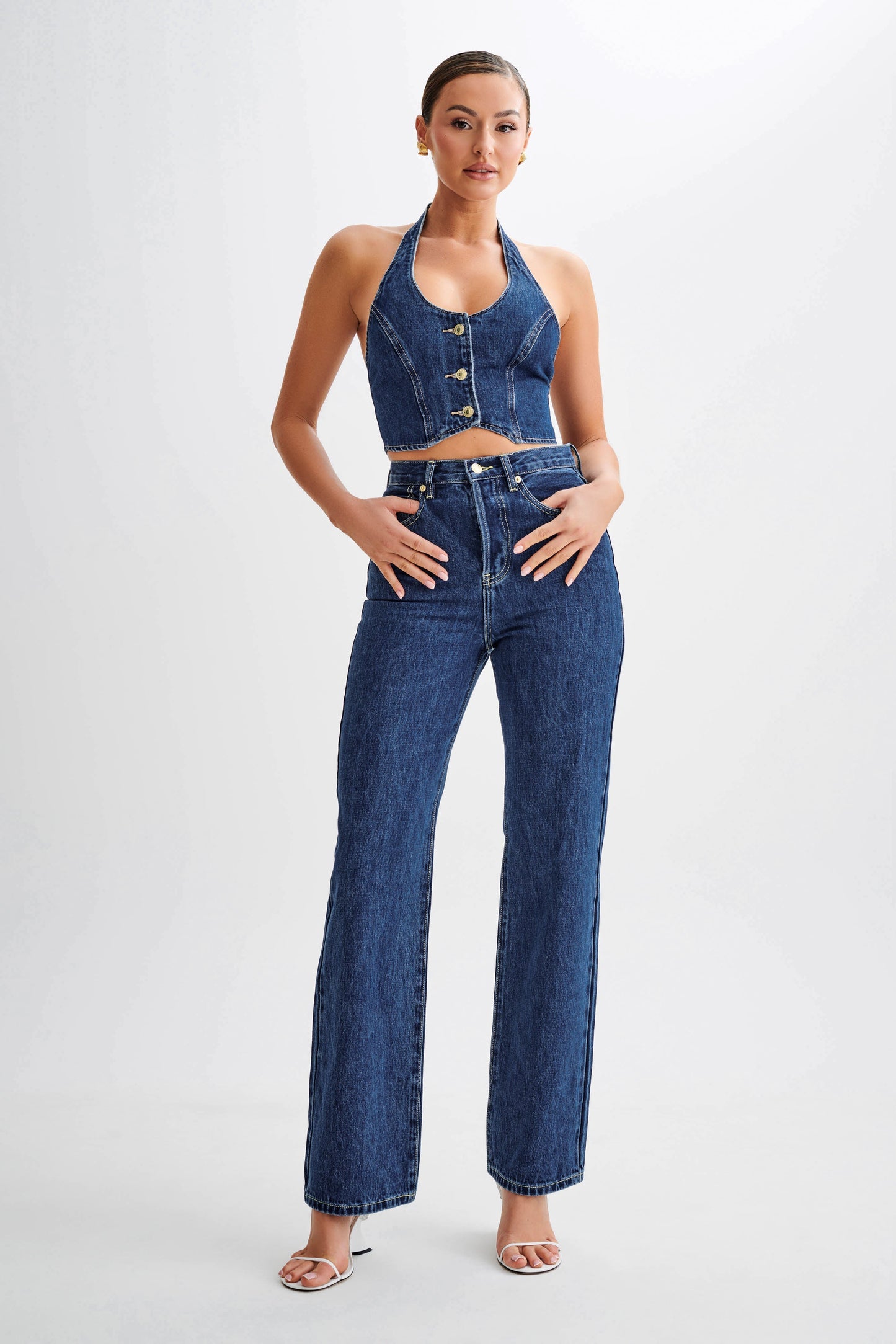 Jean droit taille haute Janine - Bleu foncé