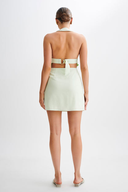 Mini-robe en lin Lorraine à porter en bandoulière - Menthe