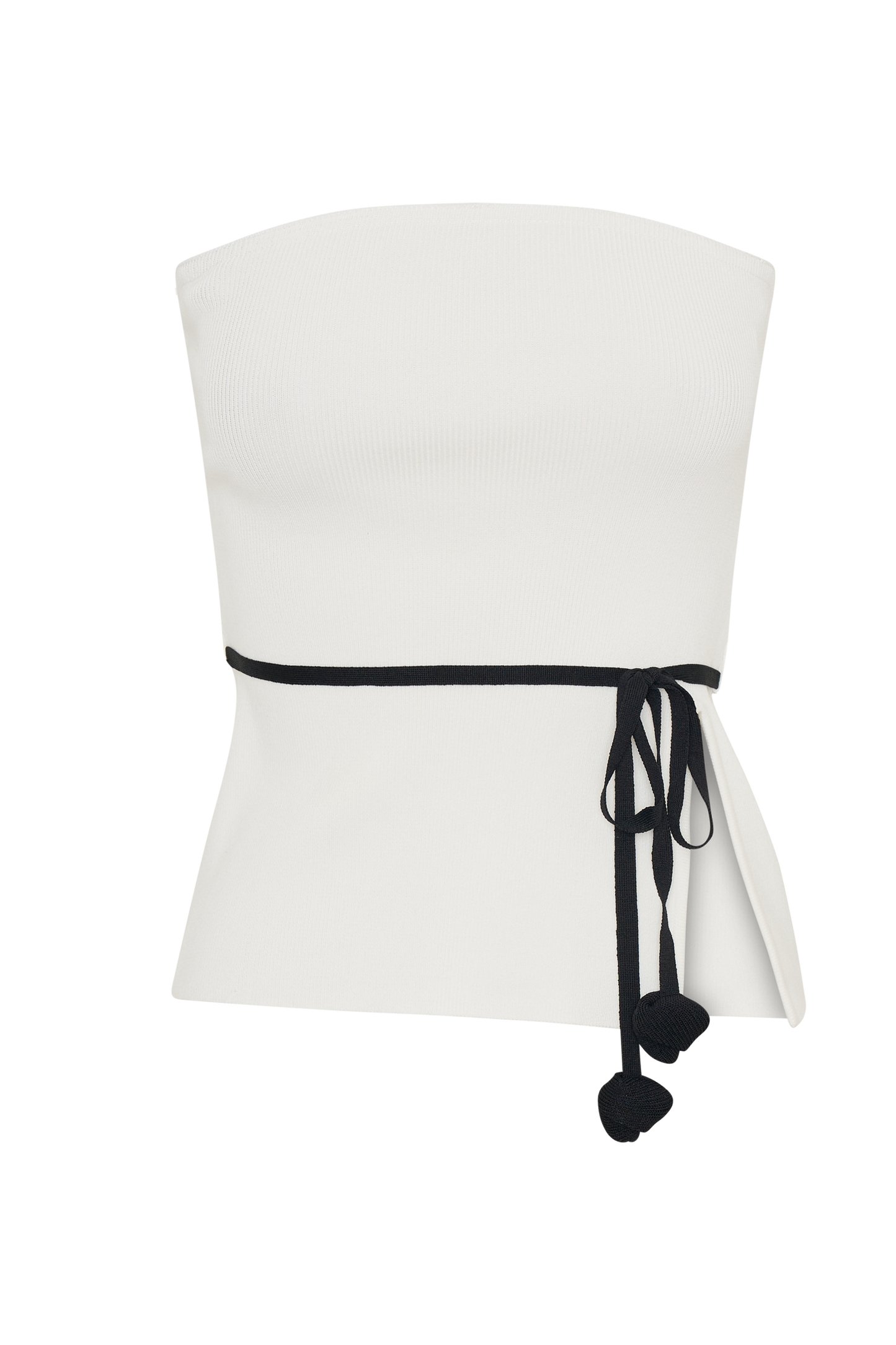Top en tricot à nœud de rose sans bretelles Keaton - Blanc et noir