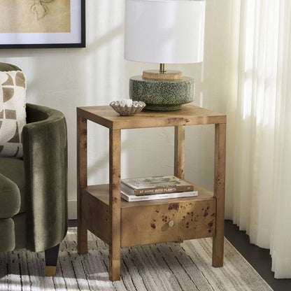Table d'appoint en bois naturel Willshine avec tiroir