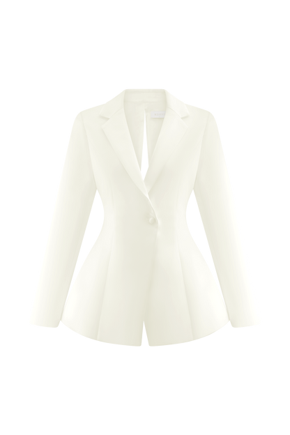 Blazer en satin sur mesure Ada - Ivoire