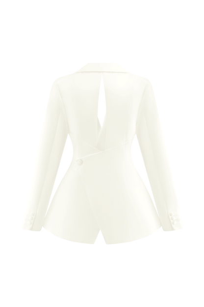 Blazer en satin sur mesure Ada - Ivoire