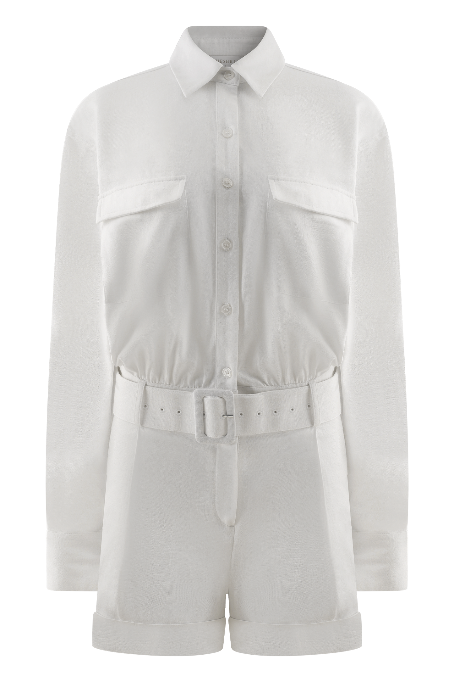 Combinaison en lin avec ceinture Adia - Blanc