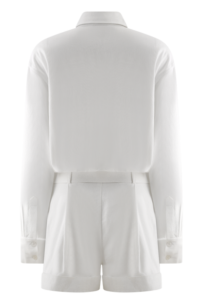 Combinaison en lin avec ceinture Adia - Blanc