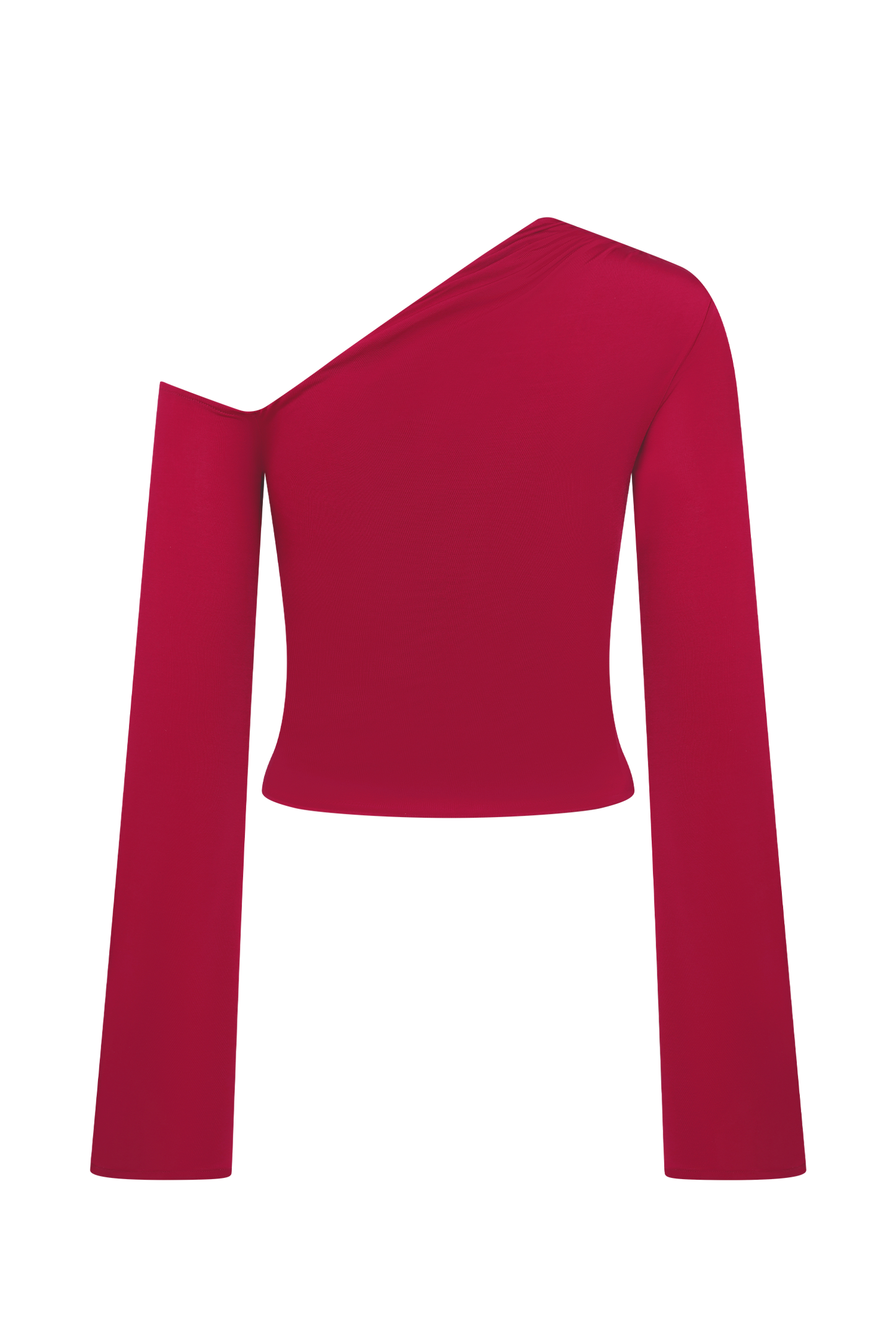 Top Ainsley asymétrique à manches longues avec ornements floraux - Rose fuchsia