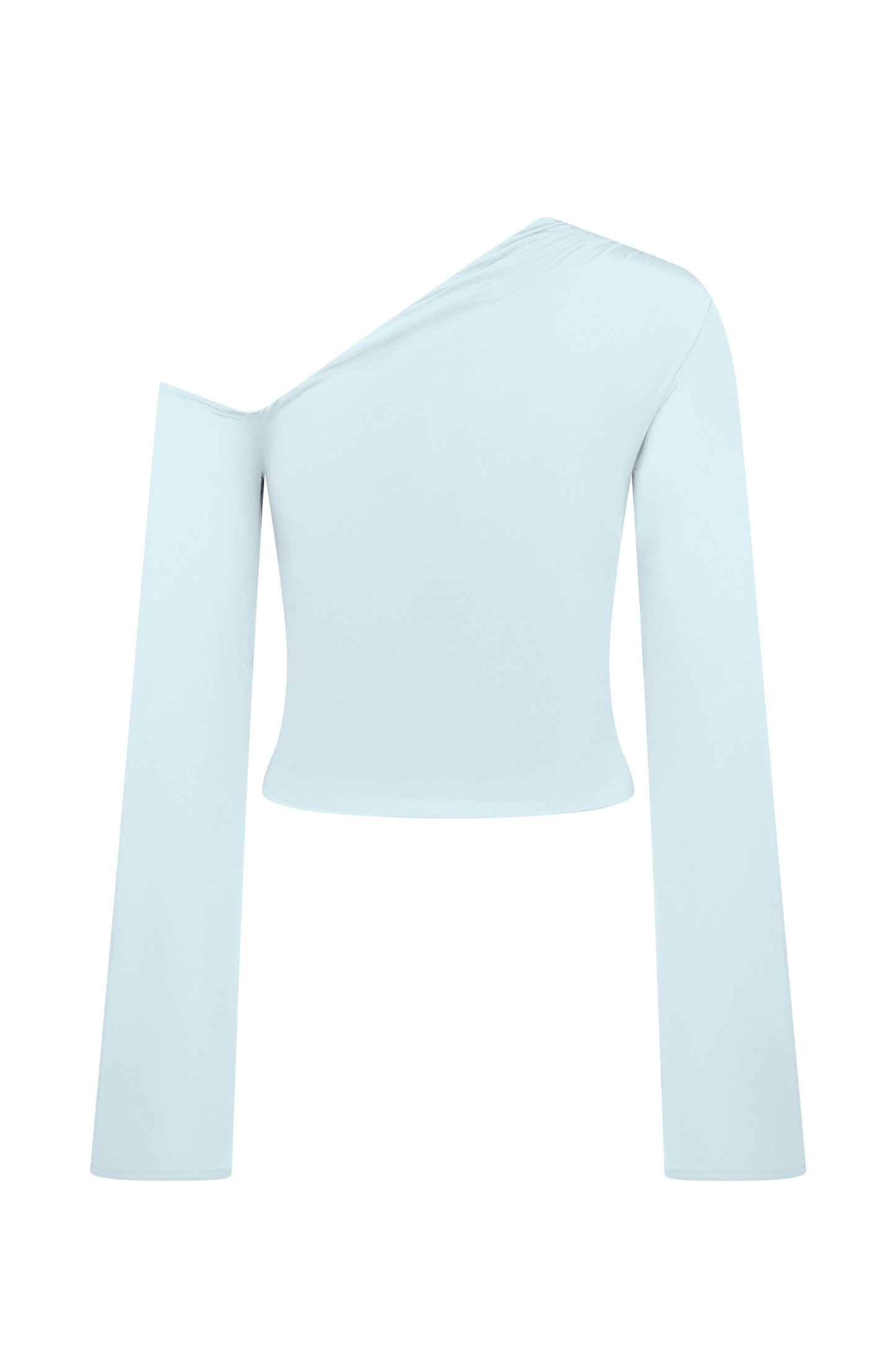 Top asymétrique à manches longues Ainsley avec ornements floraux - Bleu clair
