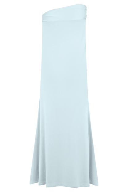 Jupe Maxi Asymétrique Ainsley avec Frotterie Fleurie - Bleu Clair
