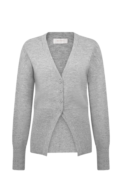 Cardigan oversize boutonné Alexia - Gris chiné