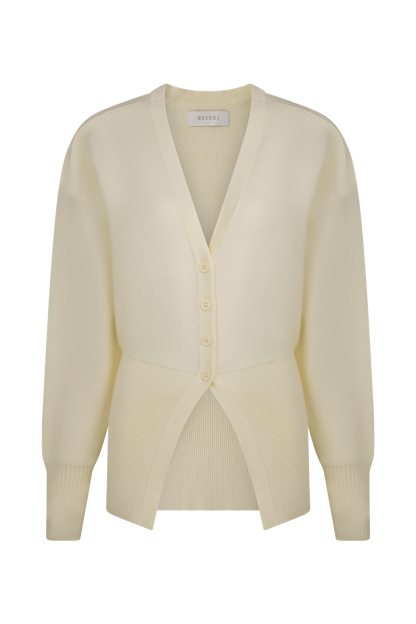 Cardigan ample boutonné Alexia - Ivoire